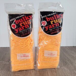 2 NEW ~ Lt Orange #617 ~ Red Heart Pre-Cut Acrylic Latch Hook Rug Yarn